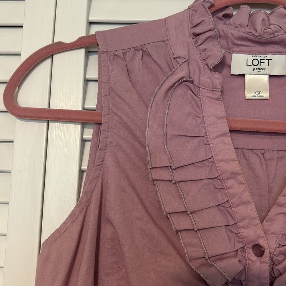 LOFT Lilac Ruffled Sleeveless Shell Top - Picture 3 of 4